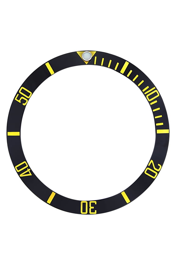 REPLACEMENT BLACK CERAMIC INSERT WITH GOLD FONT FOR WATCH 37.50MM X 30.70MM