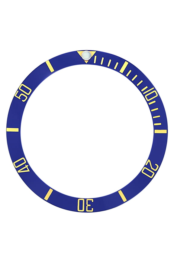 REPLACEMENT BLUE CERAMIC INSERT WITH GOLD FONT FOR WATCH 37.60MM X 30.70MM