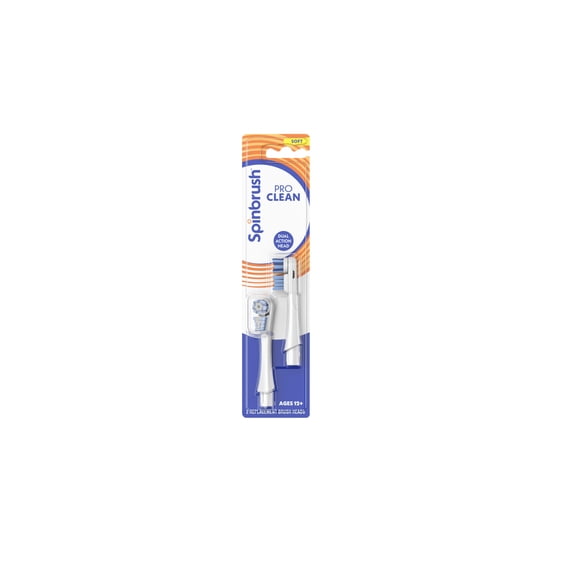SPINBRUSH PRO CLEAN REPLACEMENT HEADS, ELECTRIC TOOTHBRUSH REFILLS, SOFT BRISTLES, 2 COUNT