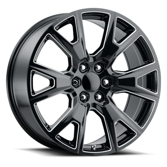 Replica Chevy GMC SEZ 22x9 +31 Gloss Black Milled Wheel 6x139.7 6x5.5 (QTY 1)
