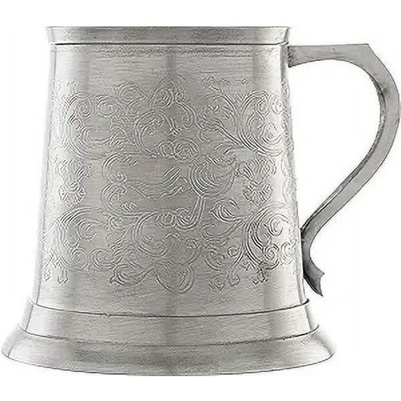 REPLICARTZUS Brass Floral Brushed Nickel Wine Goblet Mug Brass Antique Fancy Style Brushed Nickel 16 Oz