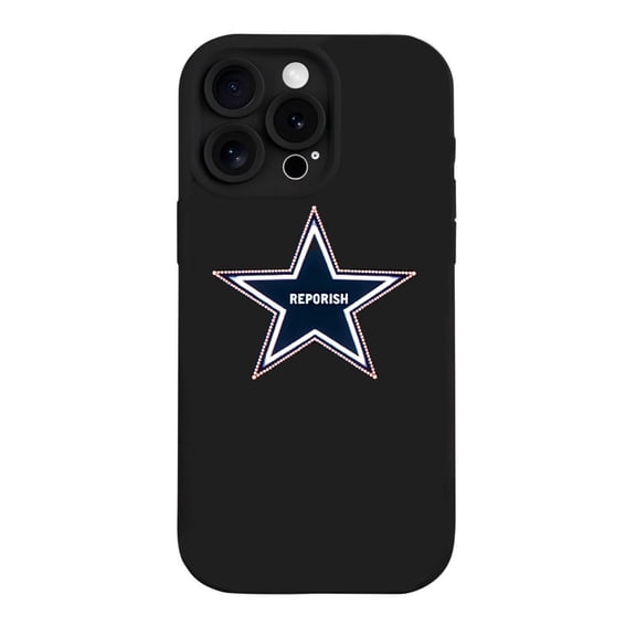 REPROISM iPhone 15 Pro Case - Lightweight Yellowing Resistant with Navy Blue Star Design and White/Orange Outlines - Stylish Protection for Your iPhone 15 Pro