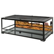 REPTI-ZOO Full Glass Reptile Terrarium, Front Opening Reptile Tank 36 x 18x 12