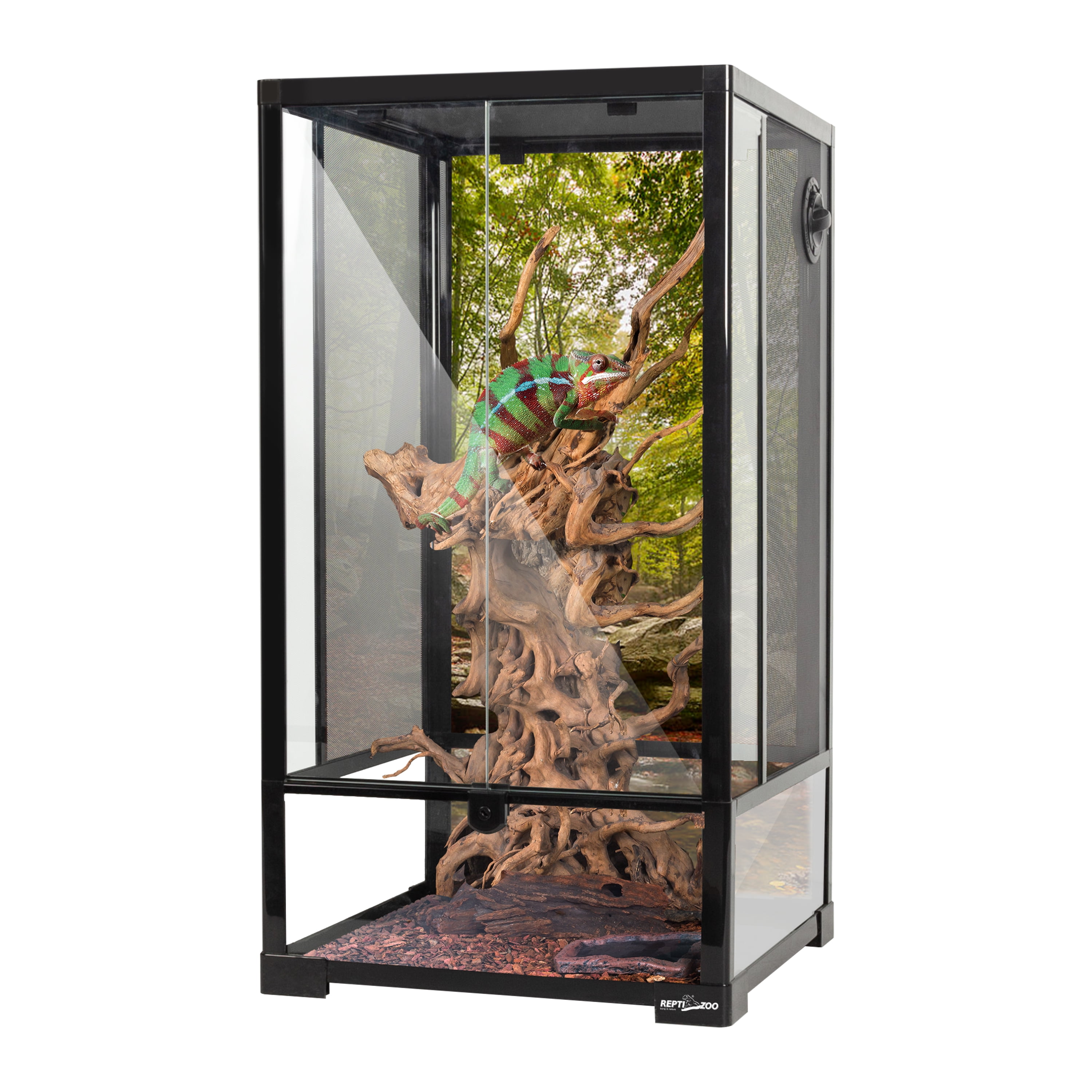 16'' x 16'' x 30'' Black Glass Reptile Terrarium