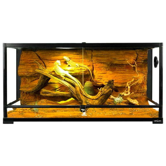 REPTI-ZOO Reptile Glass Terrarium, Double Hinge Door with Screen Ventilation Reptile 36" x 18" x 18", Black
