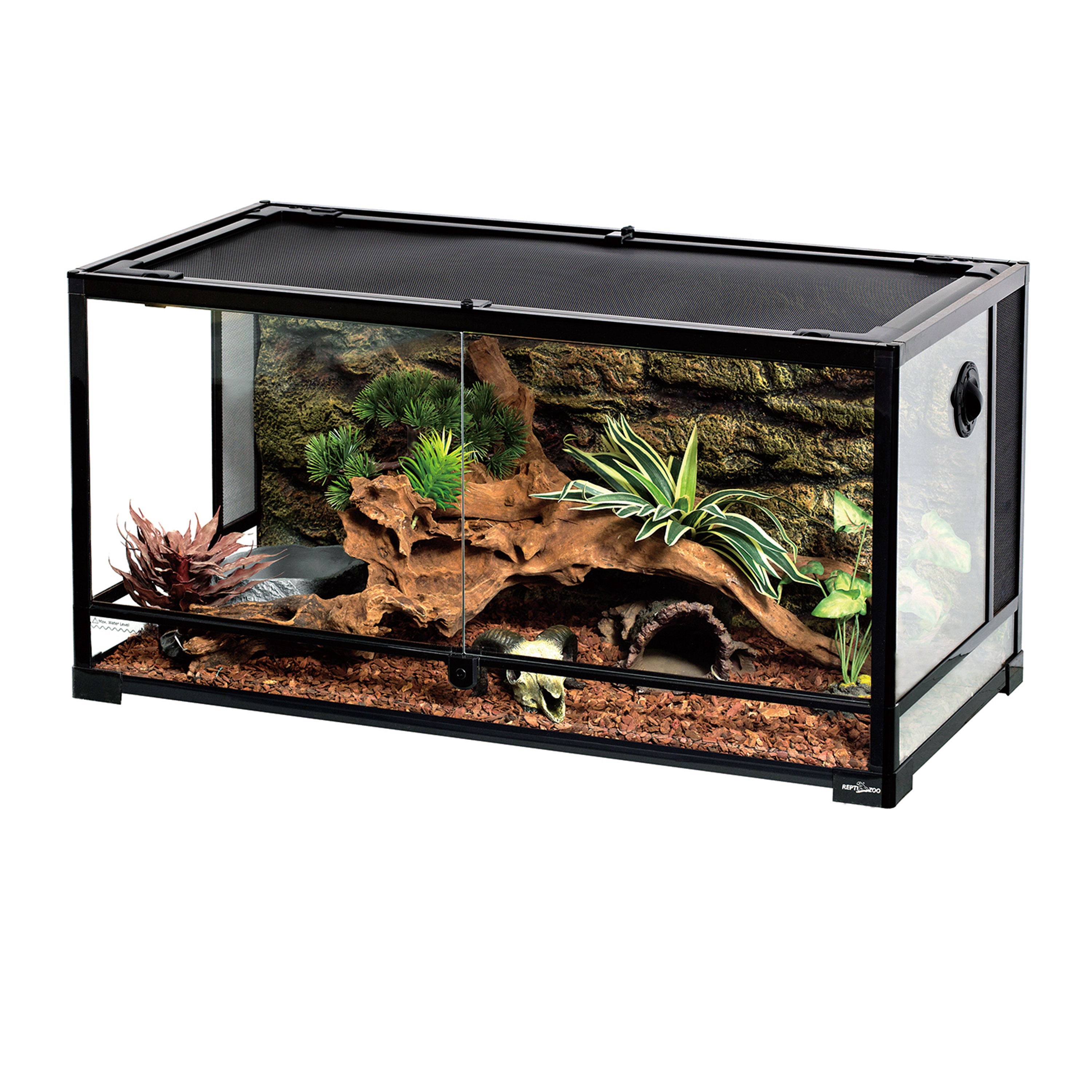 REPTI ZOO Reptile Glass Terrarium Double Hinge Door with Screen Ventilation Reptile 36 x 18 x 18