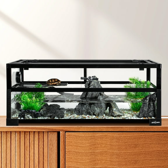 REPTIZOO 18 Gallon Large Turtle Tank with Basking Platform