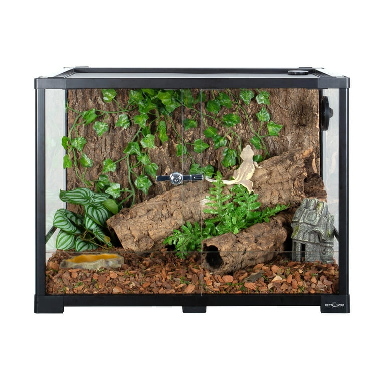 GUZZLO Full Glass 100 Gallon Reptile Tank, Front Opening