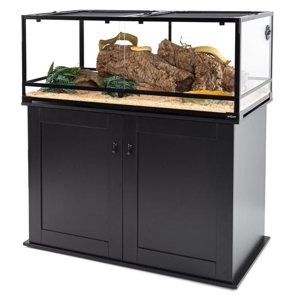 REPTIZOO Reptile Wooden Cabinet with Adjustable Shelf for 48L x 24W inch Reptile Terrarium , Black