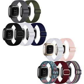 REQO 10 Pack for Fitbit Versa 3 Bands/Fitbit Versa 4 Band/Fitbit Sense Bands for Men Women, Adjustable Stretchy Solo Loop Elastic Nylon Sport Strap for SmartWatch Replacement