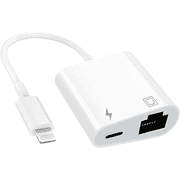 REQO 2 in 1 RJ45 Ethernet LAN Network Adapter with Charge Port, iPhone to Ethernet Adapter, Compatible with iPhone/iPad/iPod, Supports 100Mbps Ethernet Networ