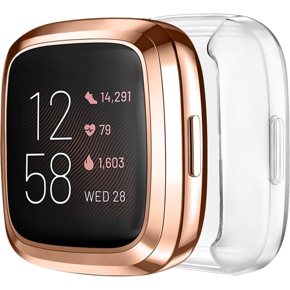 REQO 2 Pack for Fitbit Versa 2 Screen Protector Case, Soft Plated TPU Full Around Sensitive Touch Protective Cover for Fitbit Versa 2 Smartwatch Accessories