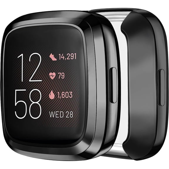 REQO 2 Pack for Fitbit Versa 2 Screen Protector Case, Soft Plated TPU Full Around Sensitive Touch Protective Cover for Fitbit Versa 2 Smartwatch Accessories