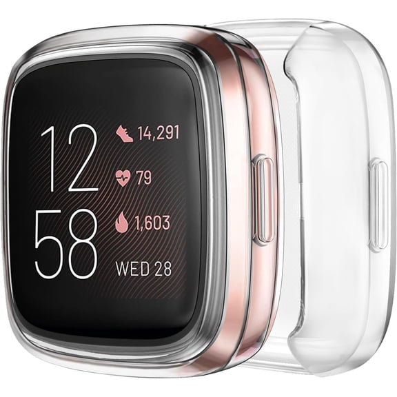 REQO 2 Pack for Fitbit Versa 2 Screen Protector Case, Soft Plated TPU Full Around Sensitive Touch Protective Cover for Fitbit Versa 2 Smartwatch Accessories