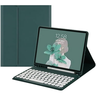 REQO 2021 New iPad 9 iPad 8 iPad 7 10.2" Air 3 Pro 10.5 Keyboard Case Cute Round Key Color Keyboard Wireless Detachable BT Keyboard Cover for iPad 9th 8th 7th Air 3rd Generation (DarkGreen)