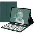 thumbnail image 1 of REQO 2022 New iPad Pro 12.9 inch Keyboard Case Cute Round Key Color Keyboard iPad 12.9 inch Pro 6th 5th 4th 3rd Generation Wireless Detachable BT Keyboard Cover with Pencil Holder (DarkGreen), 1 of 7