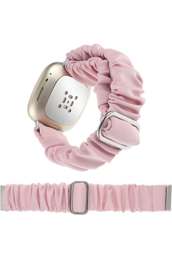 Adjustable Scrunchies Bands Compatible with Fitbit Versa 3/Versa 4/Sense/Sense 2 Bands for Women,Stretchy Wristband Comfy Elastic Scrunchy Smart Watch Band Soft Cloth Fabric Strap