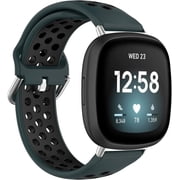 REQO Band Compatible with Fitbit Versa 4/Versa 3/Sense Silicone Band+Metal Connector Breathable Bracelet Strap Smartwatch Accessories Band for Versa 3/Sense