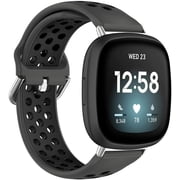 REQO Band Compatible with Fitbit Versa 4/Versa 3/Sense Silicone Band+Metal Connector Breathable Bracelet Strap Smartwatch Accessories Band for Versa 3/Sense