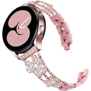 REQO Bands Compatible with Samsung Galaxy Watch 6/6 Classic / 5/5 Pro / 4/4 Classic / 3 41mm / Active 2, 20mm Bling Stainless Steel Metal Replacement Strap for Women Men