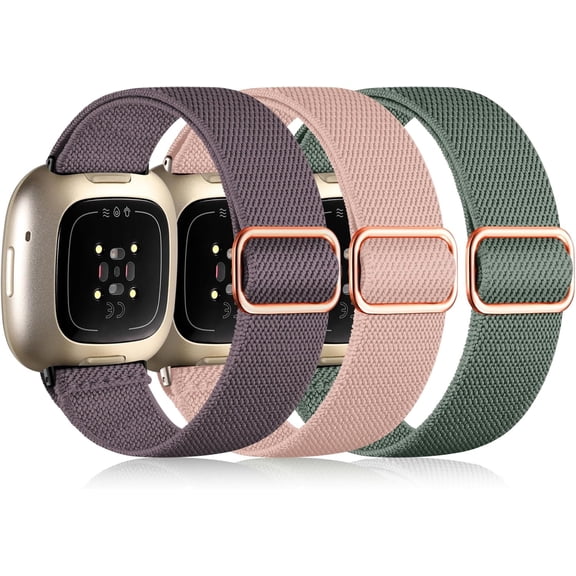 REQO Bands Compatible with Fitbit Versa 3/4 and Sense/Sense 2 Watch Bands, Adjustable Stretchy Fabric Sport Wristbands for Men and Women