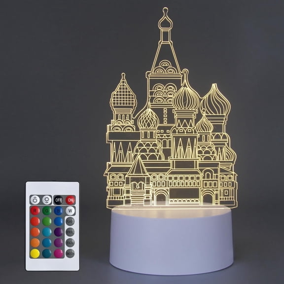 REQO Beautiful Castle 3D Illusion Lamp,Acrylic 3D Lamp LED Night Light with Remote Control 16 Color Changing Desk Lamp,Room Decor Plug in Best Cool Festival Birthday Gift