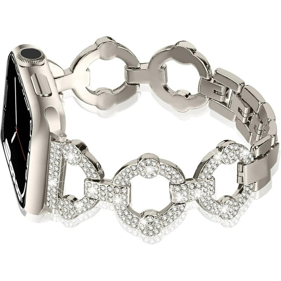 REQO Bling Bands Compatible With Apple Watch Band Series 11 10 9 8 7 6 5 4 3 2 1 38mm 40mm 42mm 44mm 45mm 46mm Diamond Jewelry Metal O-Shape Elegant iwatch Bands For Women