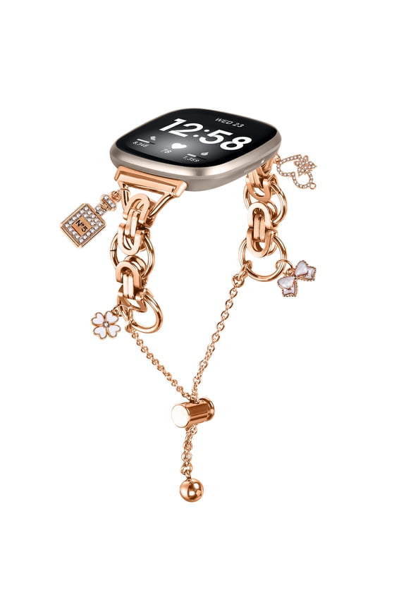Bling Bands Compatible with Fitbit Versa 4/Sense 2/Versa 3/Sense, Shinny Metal Bracelet Straps Luxurious Rhinestone Replacement Wristband for Women