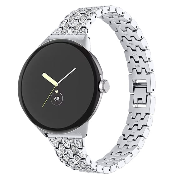 REQO Bling Bands Compatible with Google Pixel Watch 3 41mm/Pixel Watch 2/Pixel Watch 1, Glitter Metal Bracelet Straps Luxurious Rhinestone Replacement Wristband for Women