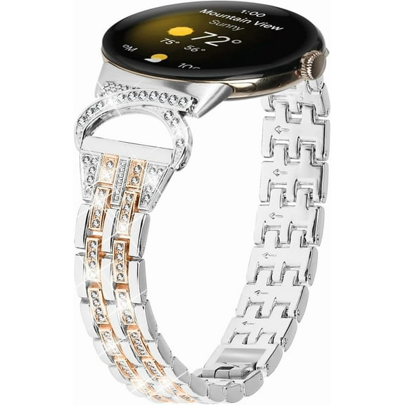 REQO Bling Bands Compatible with Google Pixel Watch 3 41mm/Pixel watch 2/Pixel Watch Band for Women Men, Dressy Jewelry Metal Wristband Strap Diamond Rhinestone for Google Pixel watch 3 41mm