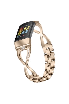 Bling Bands Compatible with Fitbit Charge 6/Charge 5, Shinny Metal Bracelet Straps Luxurious Rhinestone Replacement Wristband for Women