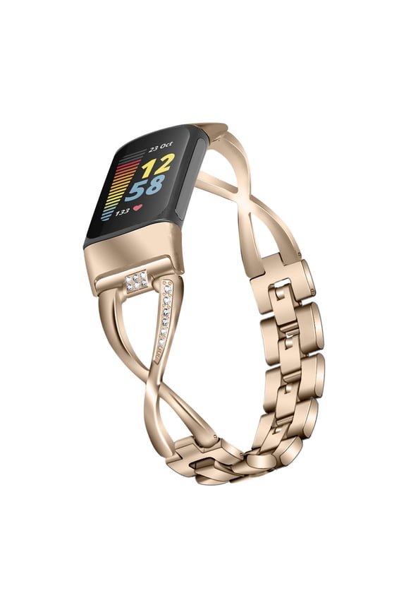 Bling Bands Compatible with Fitbit Charge 6/Charge 5, Shinny Metal Bracelet Straps Luxurious Rhinestone Replacement Wristband for Women