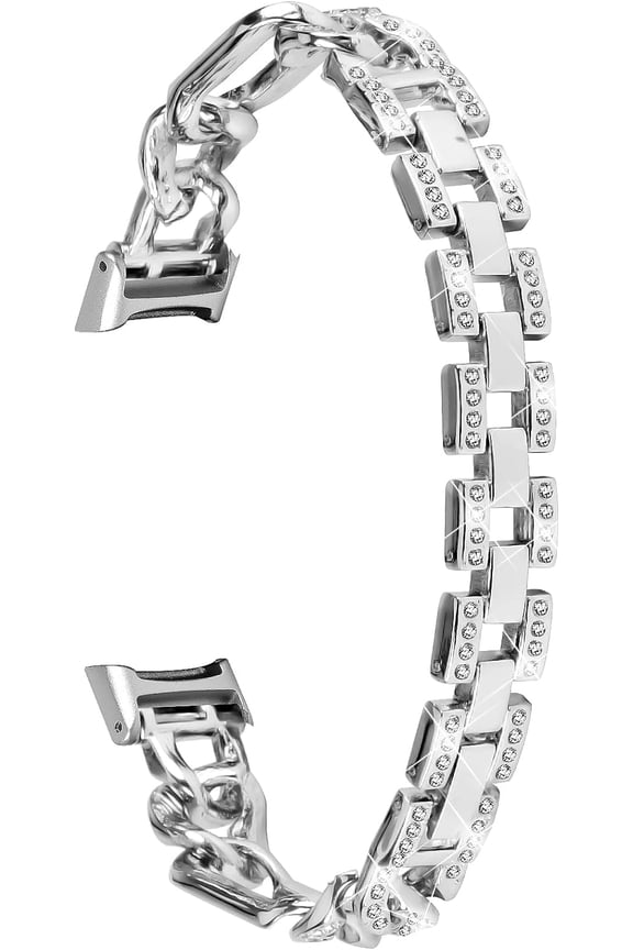 Bling Bands Compatible with Fitbit Luxe Watch, Shinny Metal Bracelet Straps Luxurious Rhinestone Replacement Wristband