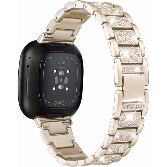 REQO Bling Bands Compatible with fitbit Sense 2/Sense/Versa 4/Versa 3, Women Replacement Wristbands Dressy Luxurious Bracelet for Ladies