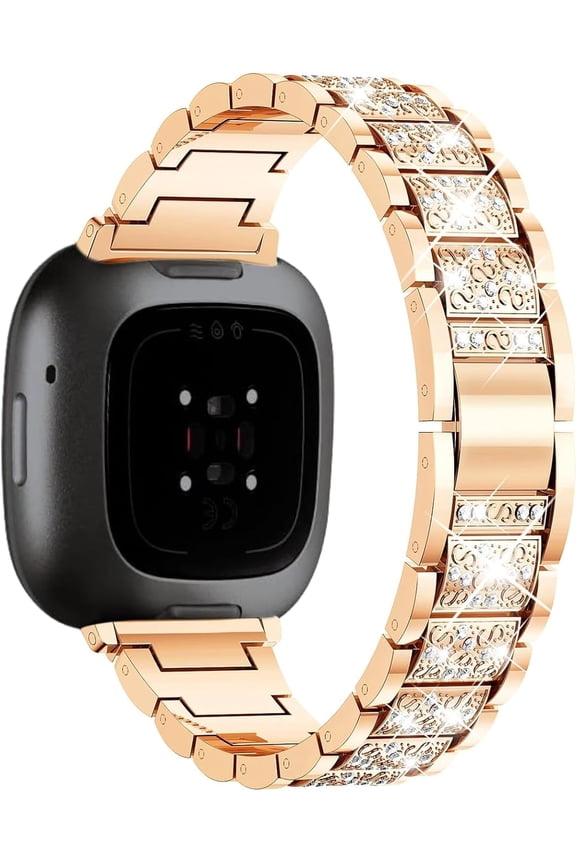 Bling Metal Bands Compatible with Fitbit Versa 4 /Fitbit Versa 3 /Fitbit Sense 2 /Fitbit Sense Bands for Women,Adjustable Replacement Straps Including regulator