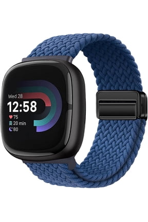 Braided Magnetic Bands Compatible with Fitbit Versa 4/Fitbit Versa 3/Sense 2/Sense 1,Soft Stretchy Elastic Nylon Sport Loop Strap for Women Men