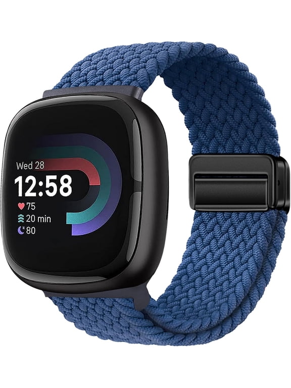 Braided Magnetic Bands Compatible with Fitbit Versa 4/Fitbit Versa 3/Sense 2/Sense 1,Soft Stretchy Elastic Nylon Sport Loop Strap for Women Men