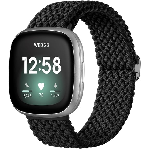 REQO Braided Stretchy Band Compatible for Fitbit Sense/Versa 3/4 and Sense 2, Soft Elastic Strap Bracelet Wrist Bands for Smart Watch, Accessory for Men and Women