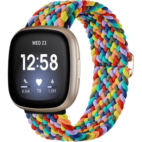 REQO Braided Stretchy Band Compatible for Fitbit Sense/Versa 3/4 and Sense 2, Soft Elastic Strap Bracelet Wrist Bands for Smart Watch, Accessory for Men and Women
