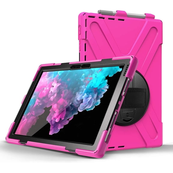 REQO Case Compatible with Microsoft Surface Pro 7 Plus/Pro 7 / Pro 6 / Pro 5 / Pro 4:with Pen Holder Portable Hybrid Shock-Proof Cover Rotatable Hook&Loop Handle, Shoulder Strap