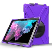 REQO Case Compatible with Microsoft Surface Pro 7 Plus/Pro 7 / Pro 6 / Pro 5 / Pro 4with Pen Holder Portable Hybrid Shock-Proof Cover Rotatable Hook&Loop Handle, Shoulder Strap