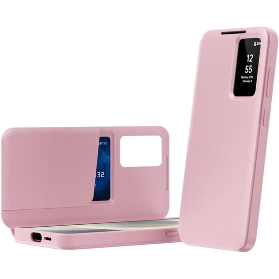 REQO Case for Galaxy S26 Plus Shell,Smart Window Answering Phone Case with 1 Card Slot,Exquisite Leather Full-Cover Protective Case for Samsung Galaxy S26 Plus 5G