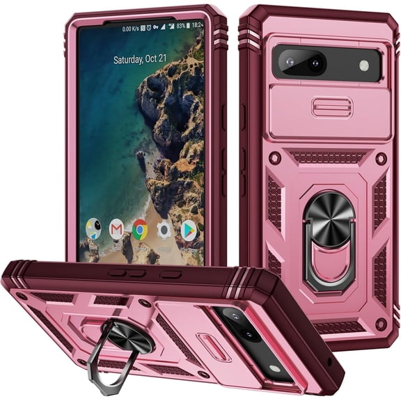REQO Case for Google Pixel 9A,Military Grade Car Holder Protection [Built-in Kickstand] Metal Ring Dual-Layer Heavy Duty TPU+PC Shockproof Phone Case for Google Pixel 9A