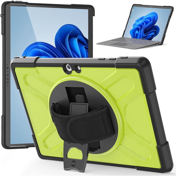 REQO Case for Microsoft Surface Go 4 2023 /Go 3 2021 /Go 2 2020 /Surface Go 2018 : with Kickstand and Hand Strap Heavy Duty Shockproof, Compatible with Type Cover Keyboard