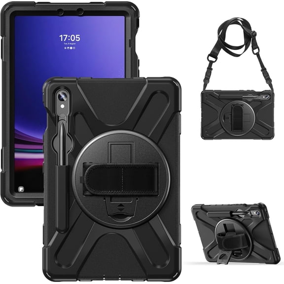REQO Case for Samsung Galaxy Tab S9/ S8/S7 11 Inch and S9 FE 10.9 Inch:with Pen Holder Portable Hybrid Shock-Proof Cover,Rotatable Hook&Loop Handle, Shoulder Strap.