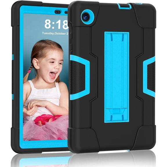 REQO Case for TCL Tab 8 LE Case,TCL Tab 8 LE Tablet Case with Kickstand,3 Layer Rugged Military Grade Shockproof Kids Case for TCL Tab 8LE 9137W / TCL Tab 8 WiFi 9132X-Black+Blue