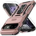 thumbnail image 1 of REQO Case for Google Pixel 9A with Slide Camera Cover+Screen Protector (1 Pack), Rotated Ring Kickstand Military Grade Shockproof Protective Cover, 1 of 7