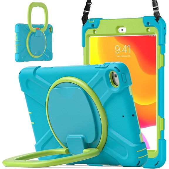 REQO Case for IPad Mini 5/Mini 4 7.9 Inch, with Pen Holder Portable Hybrid Shock-Proof Cover with 360° Rotatable Hook&Loop Handle, Shoulder Strap.