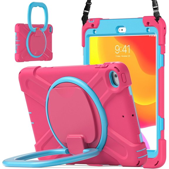 REQO Case for IPad Mini 5/Mini 4 7.9 Inch, with Pen Holder Portable Hybrid Shock-Proof Cover with 360° Rotatable Hook&Loop Handle, Shoulder Strap.