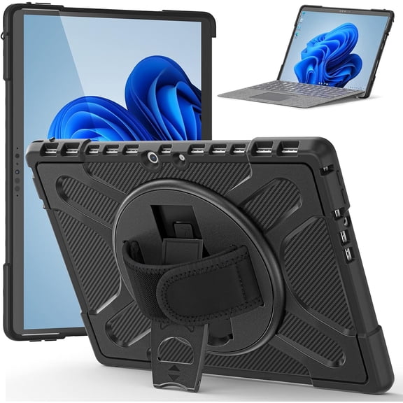 REQO Case for Microsoft Surface Pro 8 13 Inch 2021:with Kickstand and Hand Strap Heavy Duty Shockproof, Compatible with Type Cover Keyboard